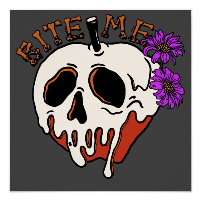 Póster Morda-me - Maçã e Flores de Envenenamento Crânio d (Frente)