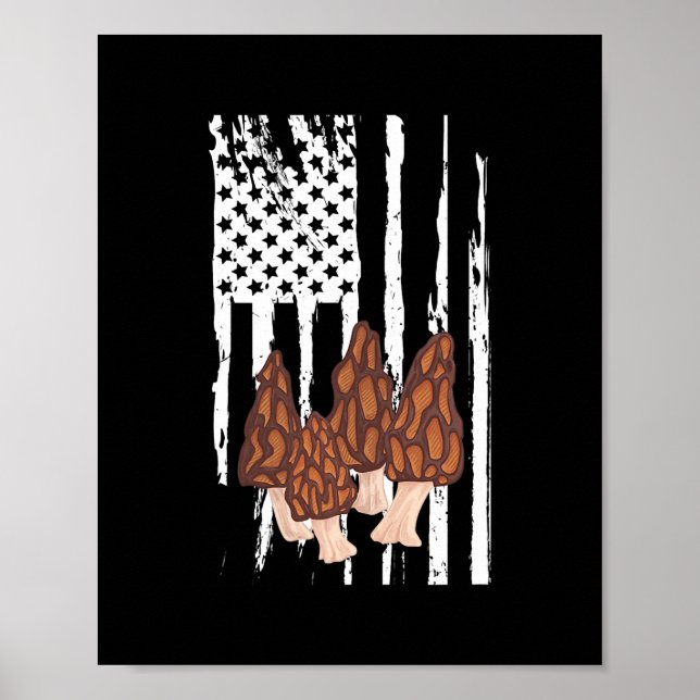 Poster Morel Mushroom Patriotic American Flag (Frente)
