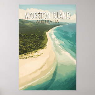 Poster Moreton Island, Austrália, Viagem Art Vintage