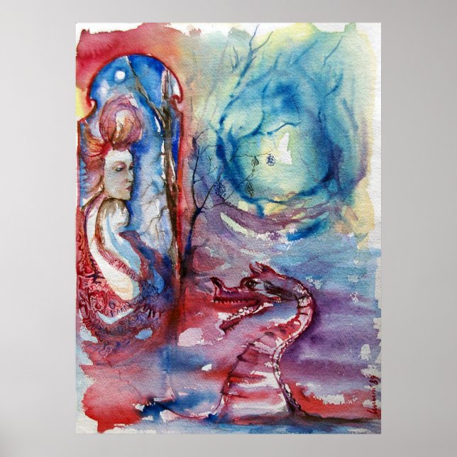 Póster MORGANA / Magia e Mistério Fantasia Azul Rosa (Frente)