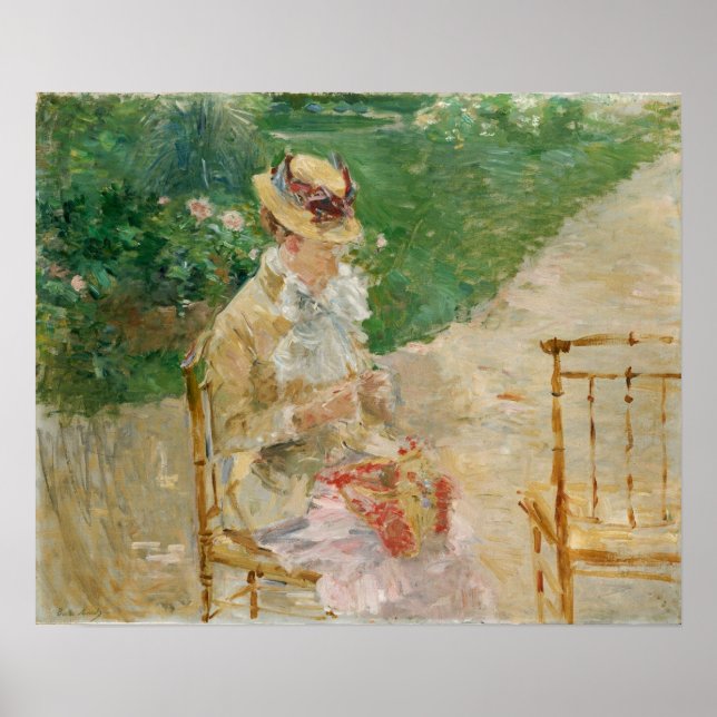 Poster Morisot - Jovem Mulher Costurando No Jardim 1883 (Frente)