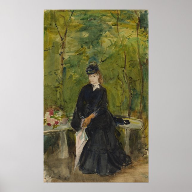 Poster Morisot - Jovem Senhora Sentada Em Um Banco 1864 (Frente)