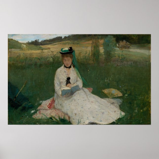Poster Morisot - Lendo com guarda-chuva verde 1873 (Frente)