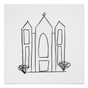 Póster Mórmon moderno simples do Templo de Salt Lake Cit