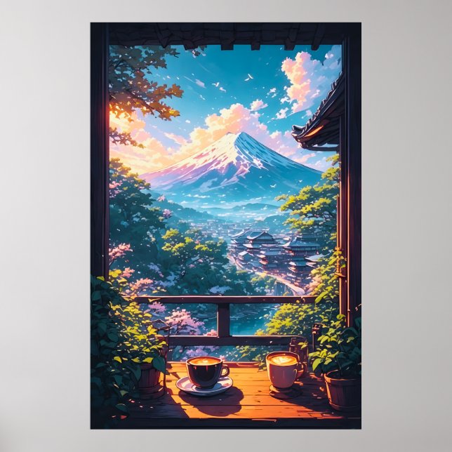 Poster Morning Calm over Fuji (Frente)