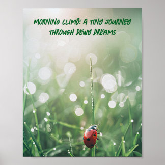 Poster Morning Dew Ladybug: O Pequeno Wanderer da Naturez