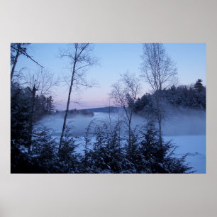 Póster Morning Fog across the Lake