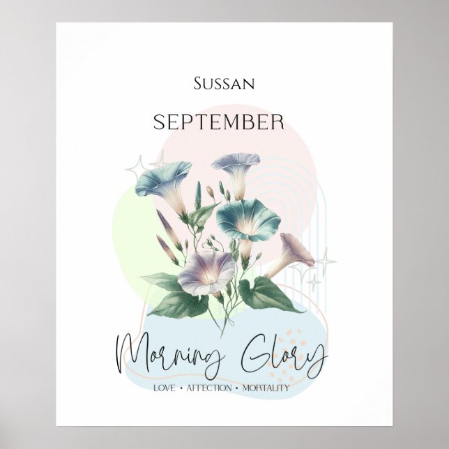 Poster Morning Glory Birth Flower para setembro (Frente)