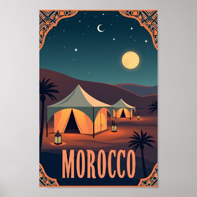 Poster Moroccan Desert Nights – Retro Lantern Glow (Frente)