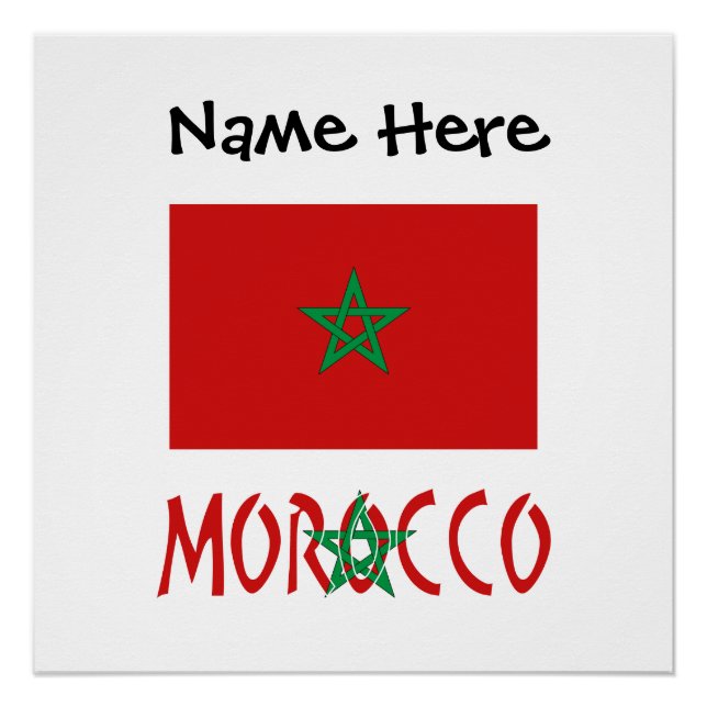 Póster Morocco and Moroccan Flag with Your Name (Frente)