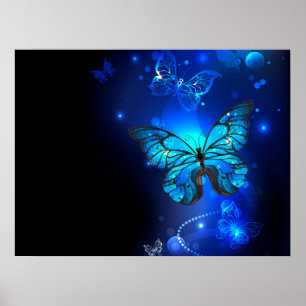 Poster Morpho Butterfly in the Dark Background