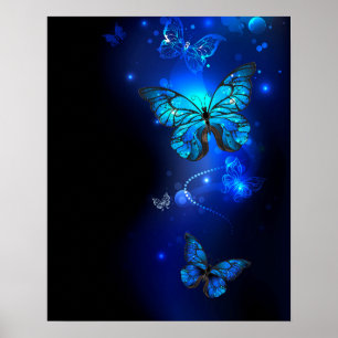 Poster Morpho Butterfly in the Dark Background