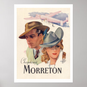 Póster Morreton (anúncios franceses do chapéu do vintag