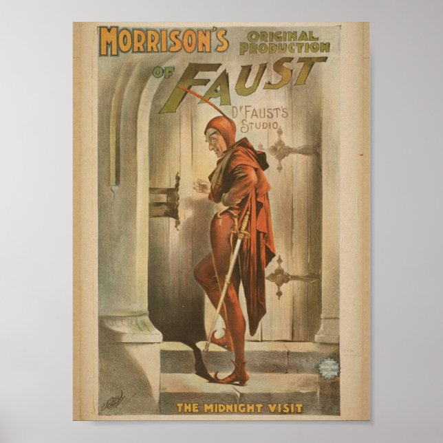 Póster Morrison de Faust, "A Visita à Meia-Noite" Vintage (Frente)