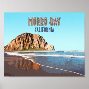 Poster Morro Bay Rock California Vintage