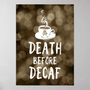 Póster morte antes do café descafeado