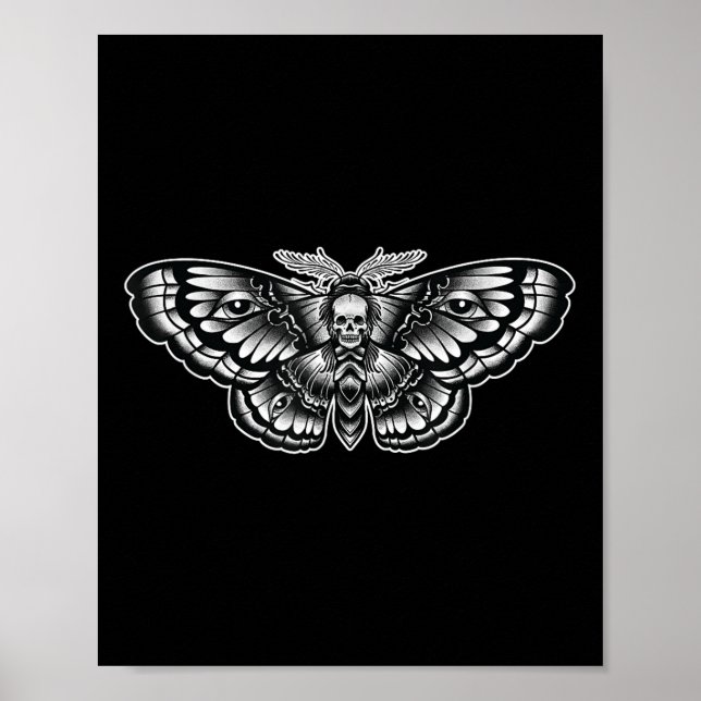 Poster Morte Cabeça de Morte Tatuagem de Arte Simbólica (Frente)