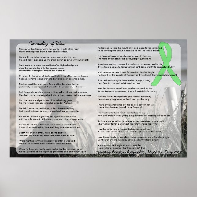 Póster Morte da Guerra, Poema de um Paciente Lyme (Frente)