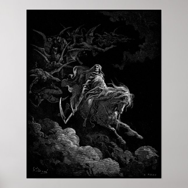 Poster Morte de Gustave Dore no Cavalo Pálido (Frente)