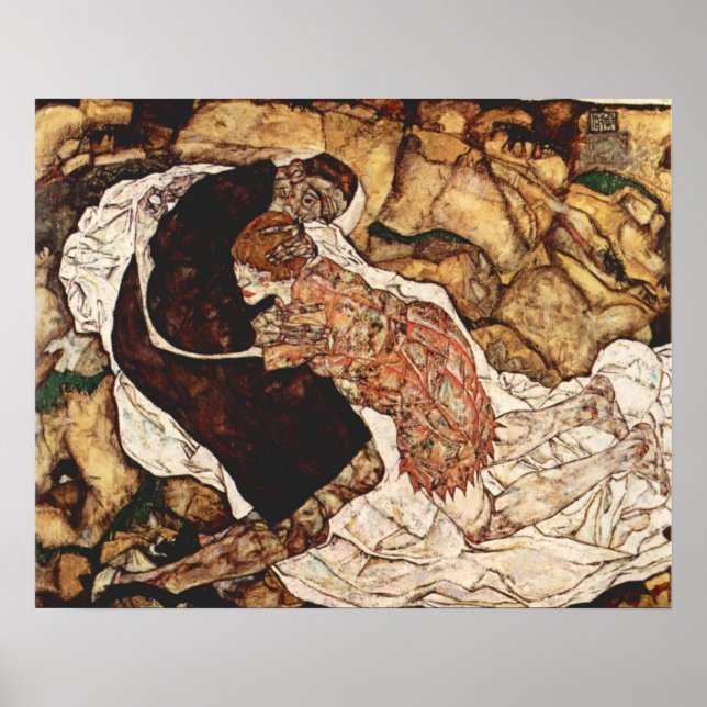 Póster Morte e donzela por Egon Schiele (Frente)