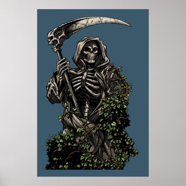 Poster Morte - Mau Skeleton Grim Reaper com Scythe (Frente)