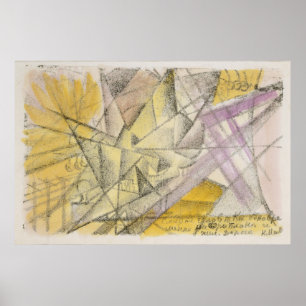 Poster Morte simultânea em um avião & na estrada de fer