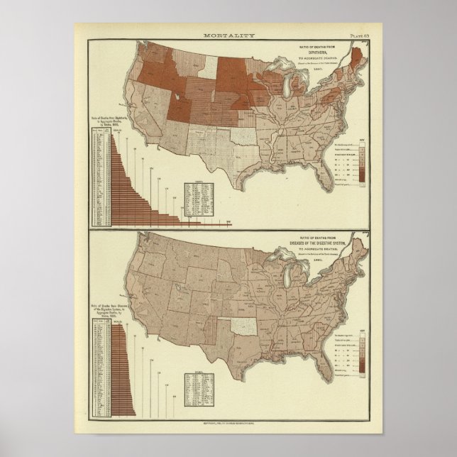 Póster Mortes, difteria, aparelho digestivo (Frente)