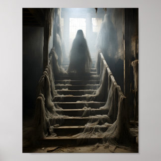 Poster Morto Abandonado, Fantasma Assustador Nas Escadas