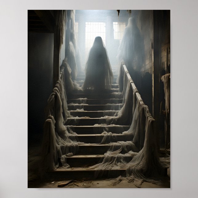 Poster Morto Abandonado, Fantasma Assustador Nas Escadas (Frente)
