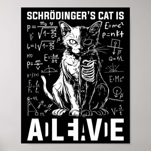 Poster Morto de gato e física viva de Schrodinger (Frente)