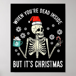Poster Morto por Dentro Mas é Natal Esqueleto Café Natal