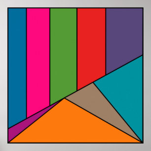 Poster MOSAIC stripes triângulos coloridos III + suas ide