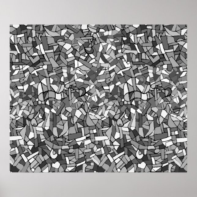 Poster Mosaico abstrato branco e preto (Frente)
