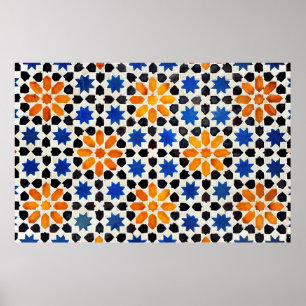 Poster Mosaico árabe de azulejos em estilo marroquino, de