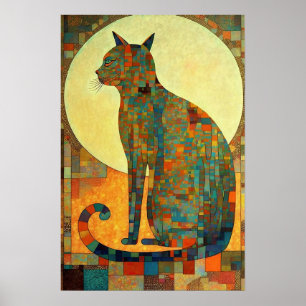 Poster Mosaico Cat: Abstrato egípcio inspirado