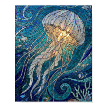 Mosaico de Água-viva Iridescente Luminosa do Ocean