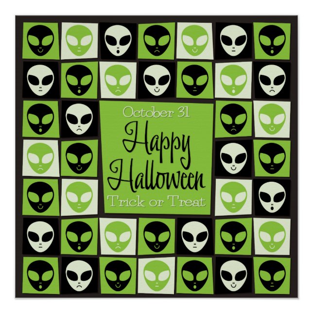 Póster Mosaico de alienígena de Halloween (Frente)