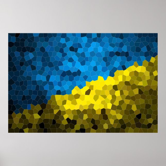 Poster Mosaico de bandeira da Ucrânia (Frente)