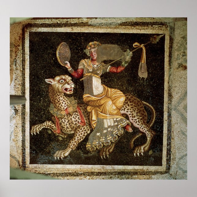 Póster Mosaico de Dionysus montando um Leopard c.180 AD (Frente)