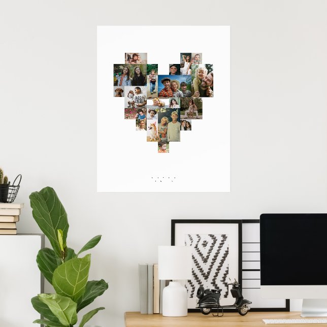 Poster Mosaico de Fotos em Forma de Coração (Escritório em casa)