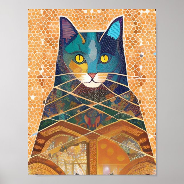 Poster Mosaico de gato e abstrato de acolyte (Frente)