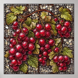 Poster Mosaico de Groselha com Elementos Artísticos Natur
