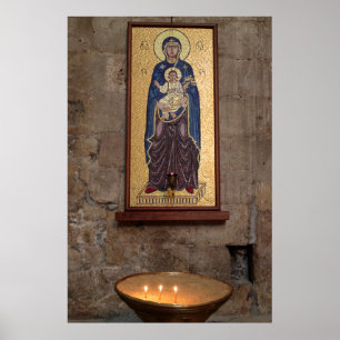 Póster Mosaico de Maria e Jesus