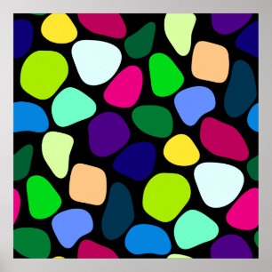 Poster Mosaico de pedra plana colorida I + suas ideias