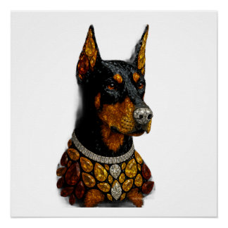 Póster Mosaico de Pedras Preciosas Doberman Luxo Artístic
