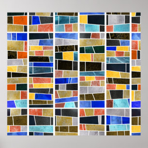 Poster Mosaico de vidro abstrato: textura de alta resoluç