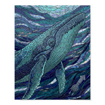 Mosaico de Vidro Colorido de Baleia Jubarte Majest