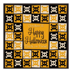 Póster Mosaico do crânio de Halloween