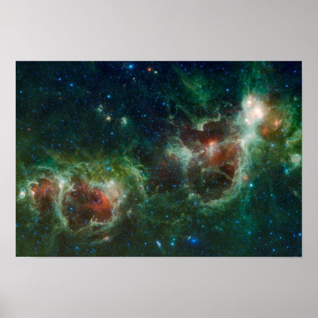 Póster Mosaico infravermelho das nebulosas do Coração e d (Frente)