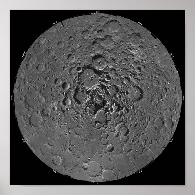 Póster Mosaico lunar da região polar norte do m (Frente)